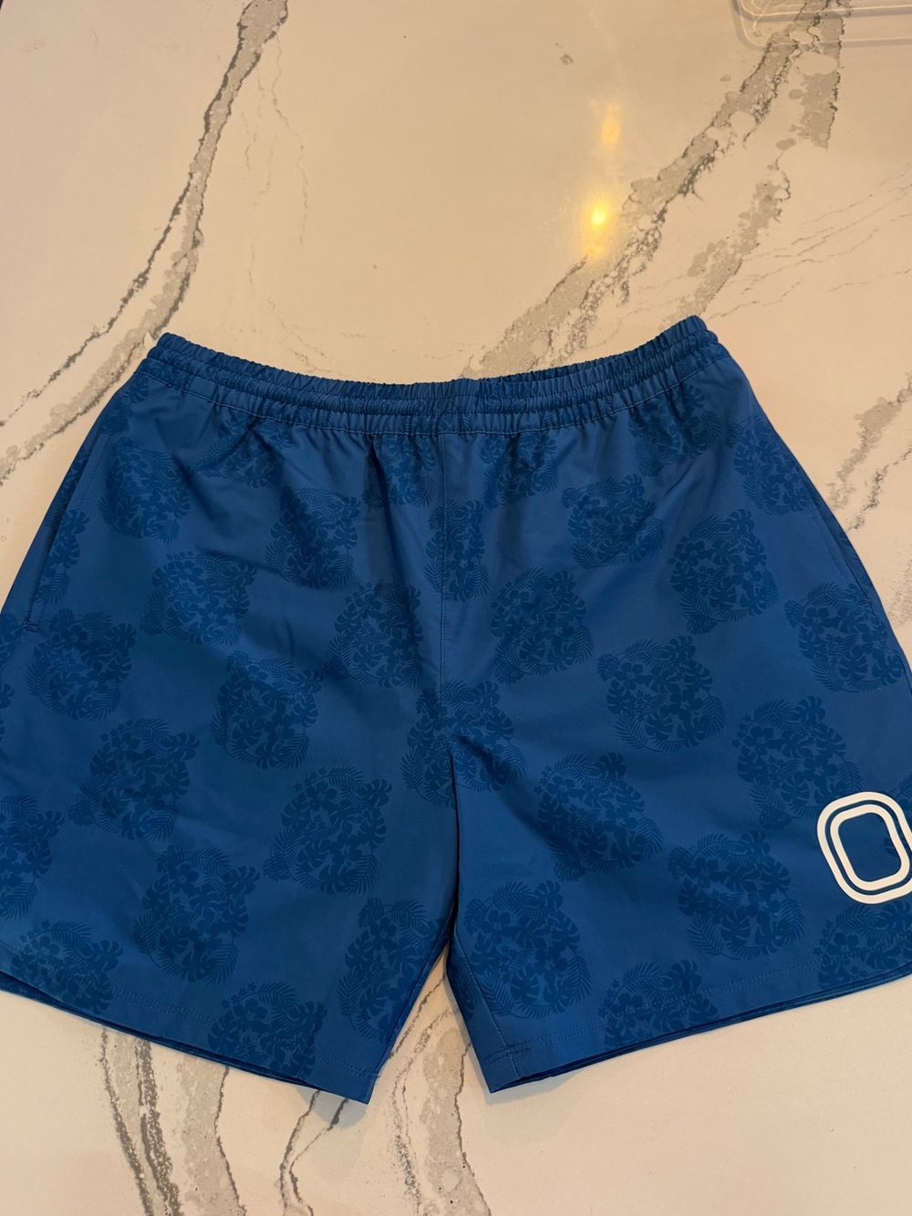 Overtime Men's Athletic Shorts in Deep Blue with Tone-on-Tone Pattern NEVER WORN